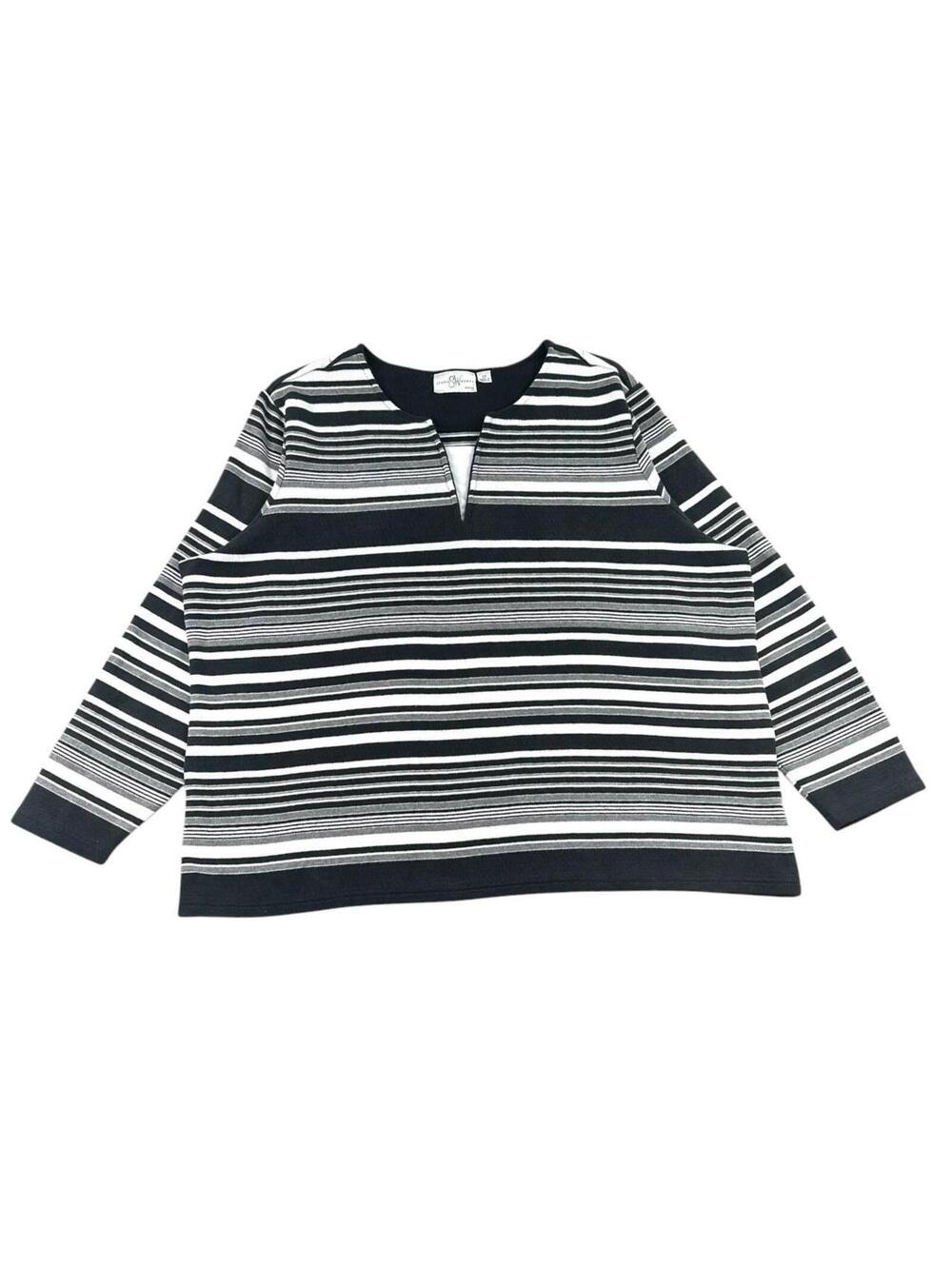 Vintage 90s‎ Studio Works Monochrome Striped Knit Top